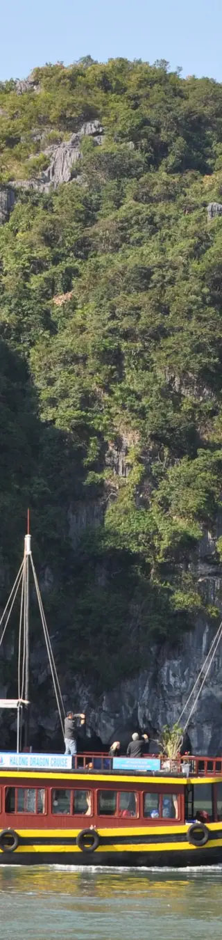 Auf einer Dschunke durch die Halong-Bucht fahren